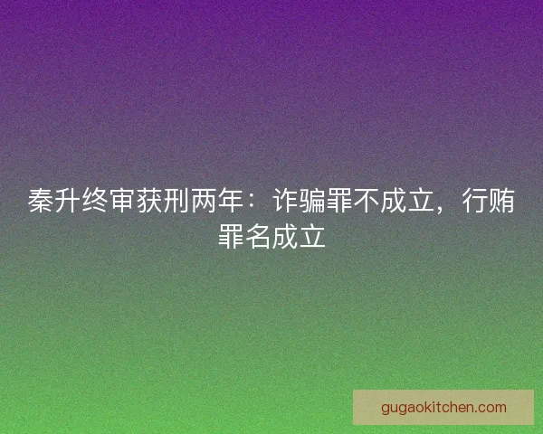 秦升终审获刑两年：诈骗罪不成立，行贿罪名成立