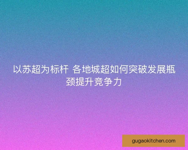 以苏超为标杆 各地城超如何突破发展瓶颈提升竞争力